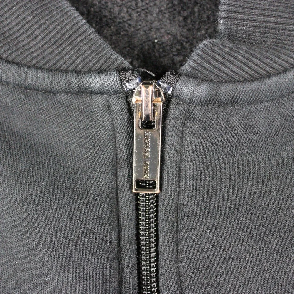 Michael Kors Womens Black Full Zip Logo‎ Sweatshirt Bomber Jacket Size M